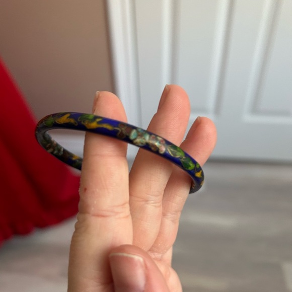 4/$100 Cloisonné blue Floral Enamel Bangle Bracelet 💙 - Picture 4 of 5